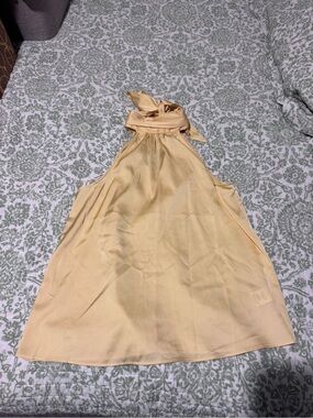 Joie Pale Yellow Satin Halter Neck Top